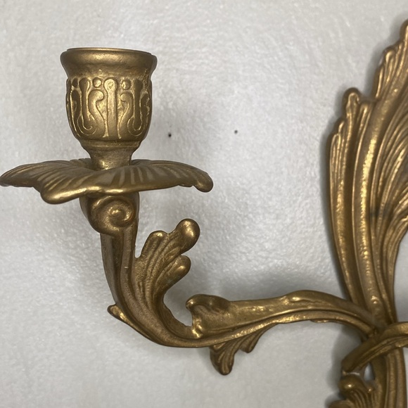 Vintage Brass Art Nouveau Acanthus Ornate Wall Hanging Candelabra - Picture 3 of 12